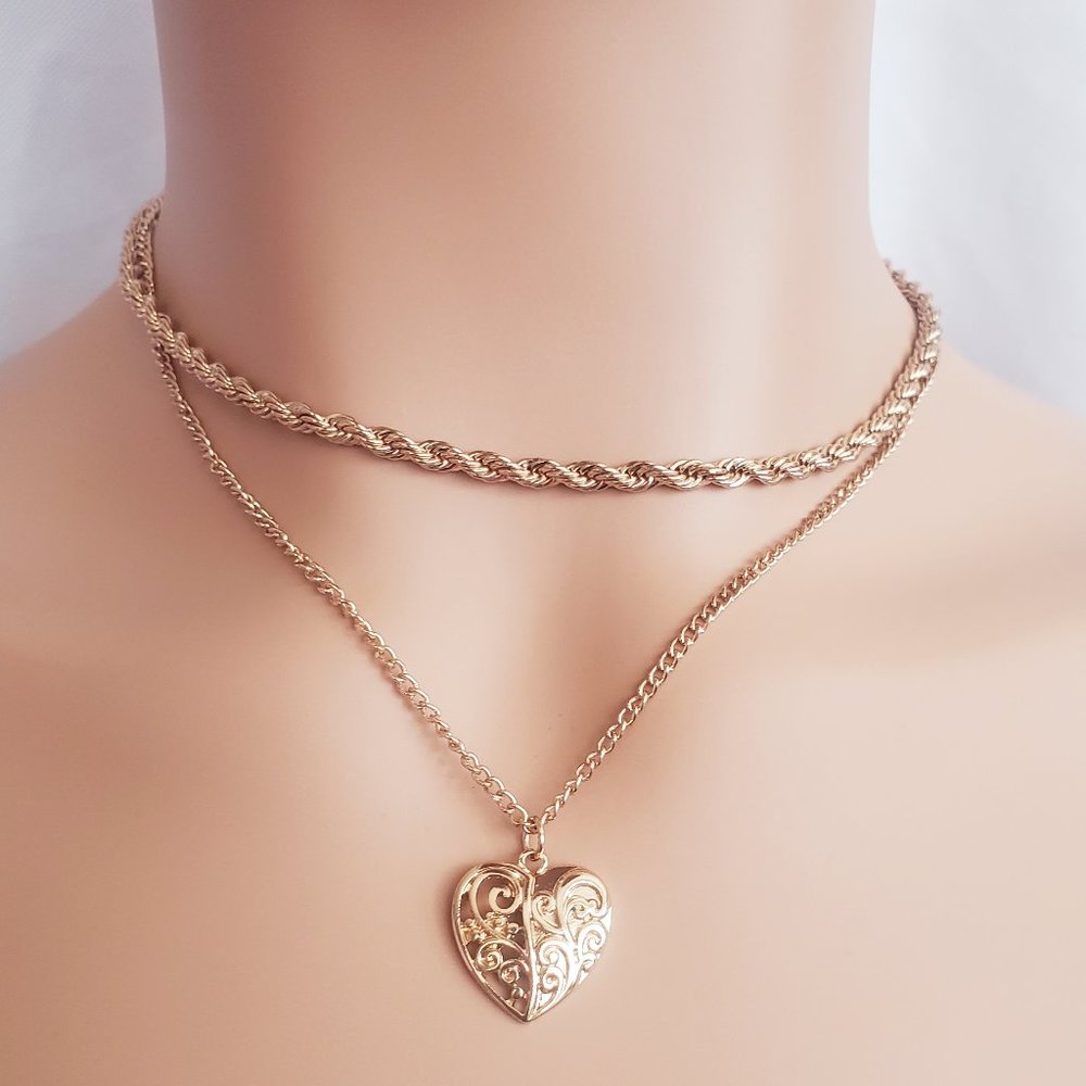Layered Gold Heart Necklace